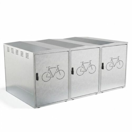 Fietskluis Basic 15 Protect fietsbox Basic verzinkt voor 3 fietsen – afsluitbare fietsenstalling